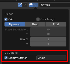The "Display Stretch" option in the UV editor overlays.